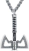 wholesale 925 Sterling Silver Double Axe Pendant Necklace  for Men - Norse Viking Jewelry-0-0