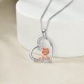 wholesale 925 Sterling Silver Heart-Shaped Pendant with Rose Flower and Butterfly Charm Necklace-0-3