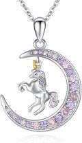 wholesale 925 Sterling Silver Unicorn Moon Necklace Pendant  for Women Mom-0-0