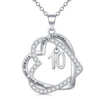 TOUPOP Sterling Silver Heart Pendant Necklace, Forever Love Jewelry Gift-undefined