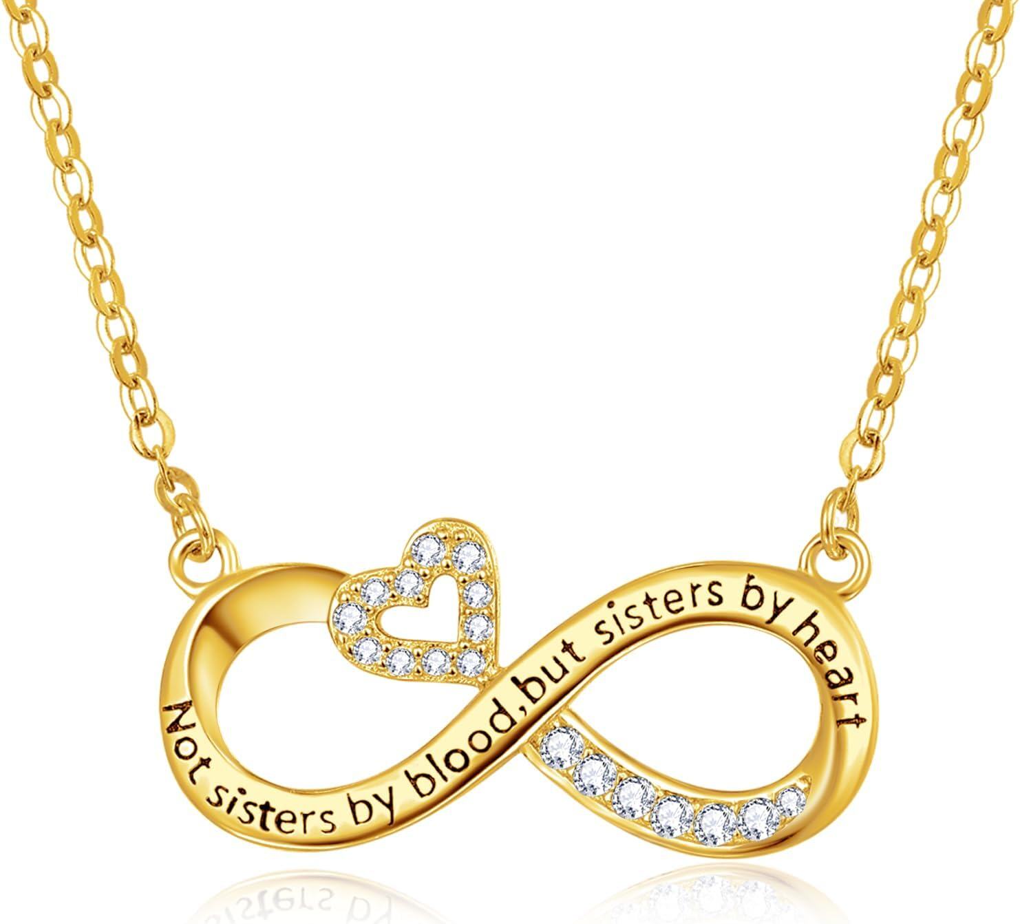  Sterling Silver Best Friend Mother Couple Necklace for Women Sisters Mom Lovers Gift -Gold