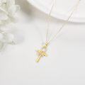 wholesale 14K Gold Evil Eye Cross Pendant Necklace with Cubic Zirconia and Chain for Women Girls-0-4