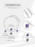 wholesale 925 Sterling Silver Purple Crystal Rose & Butterfly Charm Anklet for Women Girls  6-8 Adjustable Length-0-4