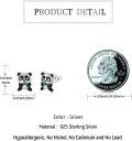 wholesale 925 Sterling Silver Panda Stud Earrings for Women Turquoise Crystal Animal s for Daughter Wife-0-3