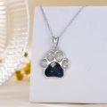 wholesale S925 Sterling Silver Paw Print Necklace with Gemstone Chips for Women, Adjustable Pet Memorial Jewelry Gift, 18+2 Chain, 21x19.3mm Charm-0-2