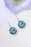wholesale Sterling Silver Blue Crystal Evil Eye Tree of Life Dangle Earrings Gift-0-17