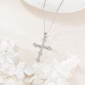 wholesale 925 Sterling Silver Cubic Zirconia-Cut Cross Pendant Necklace for Women and Men-0-4