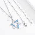 wholesale 925 Sterling Silver Star of David Opal Pendant Necklace - Jewish Messianic Seal Protection Jewelry for Hanukkah Gift-0-2