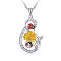 wholesale 925 Sterling Silver Ladybug Sunflower Pendant Necklace for Women Mothers Day Gift-0-0