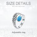 wholesale 925 Sterling Silver Turquoise Adjustable Feather Ring – Bohemian Style for Love & Protection-0-3