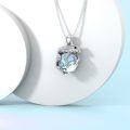wholesale 925 Sterling Silver Opalite Frosted Glass Pendant Frog Necklace 43mm Long Chain for Women Girls -0-4