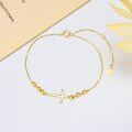 wholesale 14K Gold Sideways Cross Beaded Chain Bracelet for Women Religious s-0-1