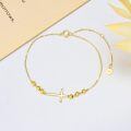 wholesale 14k Gold Cross Charm Bracelet With Beaded Links-0-1