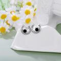 wholesale 925 Sterling Silver Horseshoe Black Onyx Celtic Knot Stud Earrings for Women-0-3