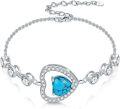 wholesale  Sterling Silver Genuine Heart Turquoise Bracelet Jewelry Gift for Women ( )-0-5
