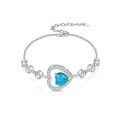 wholesale 925 Sterling Silver Heart-Shaped Turquoise and Cubic Zirconia Adjustable Bolo Bracelet for Women's Gifts-0-5