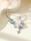 wholesale 925 Sterling Silver Moonstone Planet Drop Earrings with Blue Cubic Zirconia Stars - Celestial Jewelry for Women-0-1