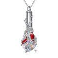 TOUPOP 925 Sterling Silver Crystal Cardinal Necklace Urn Ashes Memorial Jewelry-0-0