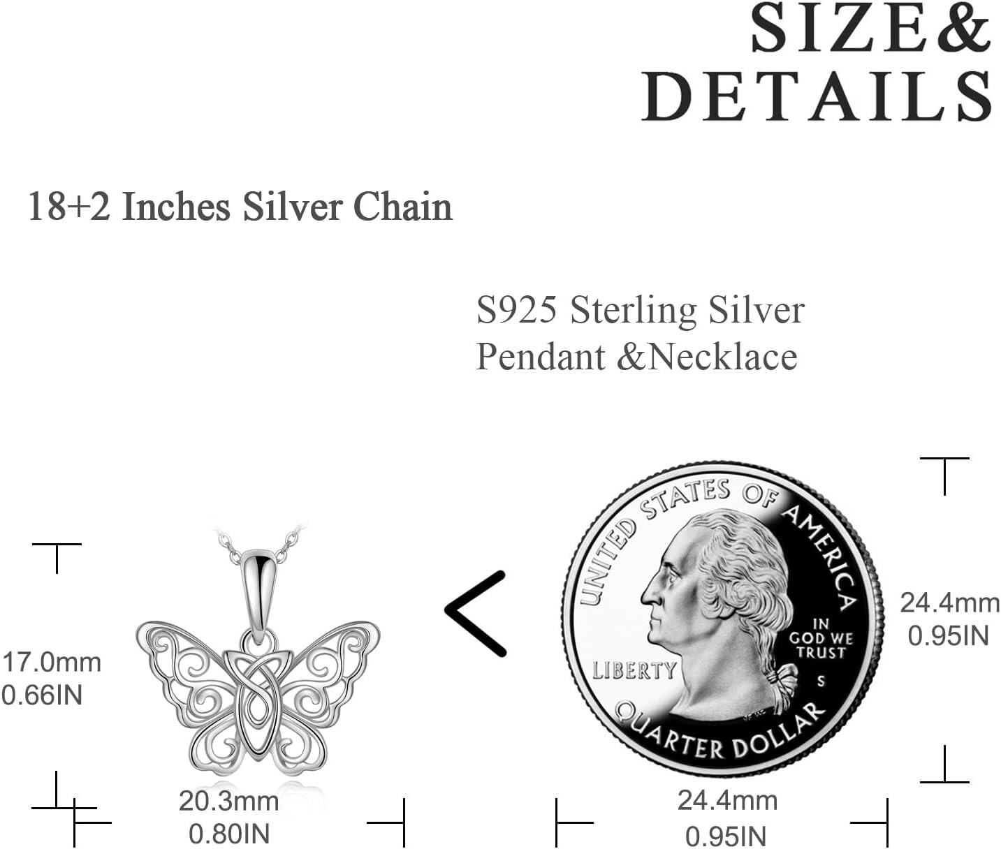  Sterling Silver Filigree Butterfly Celtic Knot Irish Jewelry Birthday Gifts for Women -0-5