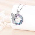 wholesale 925 Sterling Silver Dragon Heart Rainbow Crystal Pendant Necklace for Women Girls-0-1