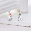wholesale 925 Sterling Silver Dinosaur Stud Hoop Earrings with Orange Stone and Crown Design-0-2