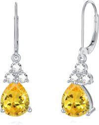 wholesale 925 Sterling Silver Birthstone Dangle Drop Earrings for Women-November-Citrine