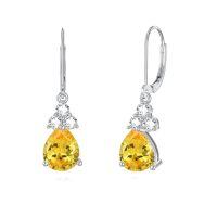 wholesale 925 Sterling Silver Garnet Teardrop Earrings-November-Citrine
