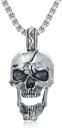 wholesale 925 Sterling Silver & Gold Plated Gothic Skull Pendant  - Punk Style Jewelry for Men/Women-Silver