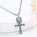 wholesale 925 Sterling Silver Abalone Shell Ankh Cross Pendant Necklace  Ancient Egypt Charm Jewelry for Men Women Gifts-0-4