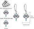 wholesale 925 Sterling Silver Abalone Shell Angel Wings Cross Dangle Leverback Earrings-0-2
