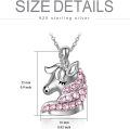 wholesale 925 Sterling Silver Pink Crystal Unicorn Pendant Necklaces for Girls Women's Gifts Birthdays Jewelry-0-3