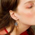 wholesale 925 Sterling Silver Crescent Moon Howling Wolf Earrings-0-1
