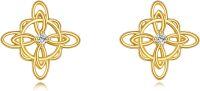 wholesale Gold Solid 14K Celtic Knot Stud Earrings - Irish Jewelry for Women's Gifts-Witch Knot Earrings