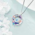 wholesale 925 Sterling Silver Crystal Mermaid Pendant Necklace with Purple and Blue Stones-0-4