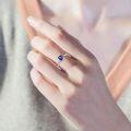 wholesale 925 Sterling Silver 14K White Gold Plated Simulated Sapphire Crystal Adjustable Birthstone Ring for Women-0-5