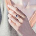 wholesale 925 Sterling Silver Open Ring With Blue Crystal-0-5