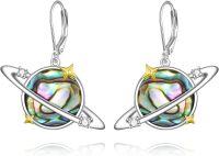 wholesale 925 Sterling Silver Moonstone Abalone Star of David Witchy Celtic Shell Flower Saturn Dangle Earrings Jewellery Gift for Women Girls-F-Saturn