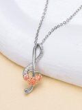 wholesale 925 Sterling Silver Music Note Necklace Wholesale With Rose Accents-0-4