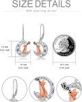 wholesale Sterling Silver Moonstone Cat Fox Panda Dangle Earrings Celtic Crescent Animal Jewelry Gift-0-3