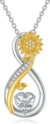wholesale 925 Sterling Silver Gold Plated Sunflower Heart Pendant Necklace for Women-Sunflower