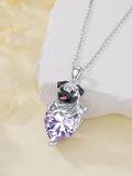 wholesale 925 Sterling Silver with June Light Violet Birthstone Pug Pendant Necklace - Adjustable 18-20in Chain, Hypoallergenic Dog Jewelry Gift for Women-0-2