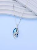 wholesale 925 Sterling Silver Blue Crystal Starfish Pendant Necklace Gift for Women Girls Mom Girlfriend-0-4
