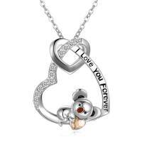 wholesale 925 Sterling Silver Infinity Love Bear Pendant Necklace-Heart with Koala