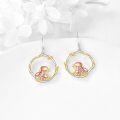 wholesale 925 Sterling Silver Mushroom Dangle Earrings with Gold Leaves and Pink Mushrooms - Nature Inspired  for Her-0-1