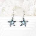 wholesale 925 Sterling Silver Abalone Shell Viking Starfish Leverback Earrings-0-2