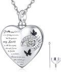 wholesale 925 Sterling Silver Crystal Eye & Butterfly Heart Cremation Jewelry Urn Pendant Necklace with Funnel and Key Chain-0-0