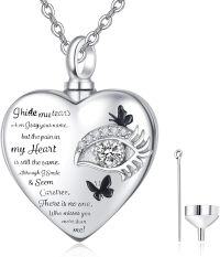 wholesale 925 Sterling Silver Crystal Eye & Butterfly Heart Cremation Jewelry Urn Pendant Necklace with Funnel and Key Chain-Eye