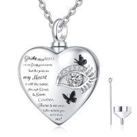 wholesale 925 Sterling Silver Heart Urn Necklace With Butterfly And Eye Charm-Eye