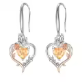 TOUPOP Sterling Silver Citrine Heart Butterfly Earrings-0-0