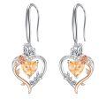 TOUPOP Sterling Silver Citrine Heart Butterfly Earrings-0-0